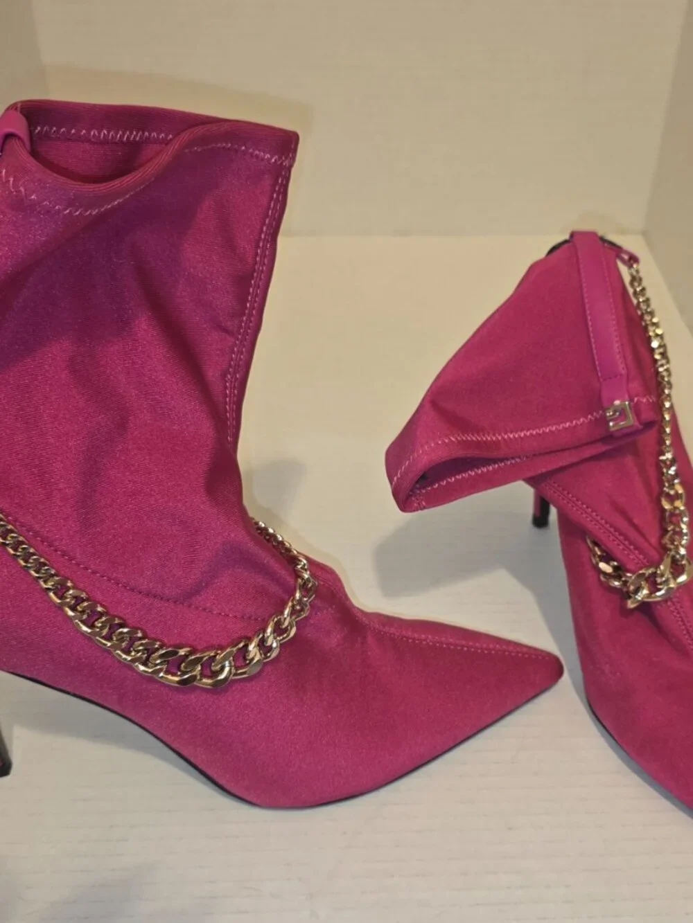 Pink stretch ankle boots